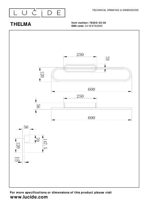 Lucide wandlamp THELMA - Geïntegreerde LED - Zwart - vtwonen shop