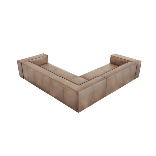 Cosmopolitan Design - Symmetrische hoekbank Turin 5-zits, echt leer donkerbeige - 280x280x68cm