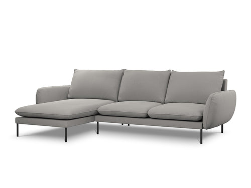 Cosmopolitan Design linker hoekbank Vienna 5-zits, boucle, grijs - 170x255x95cm
