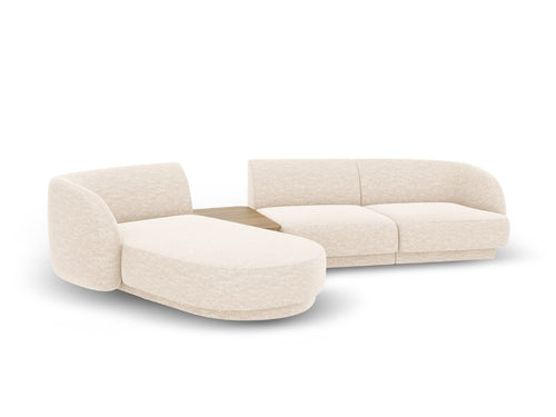 Micadoni linker modulaire bank Miley 3-zits, structurele stof ivoor - 178x303x70cm