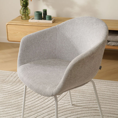 Nolon Nora-Otis Eetkamerstoel Lichtgrijs - met Armleuning - Wit - vtwonen shop