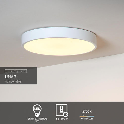 Lucide plafonnière UNAR - Geïntegreerde LED - Wit - vtwonen shop