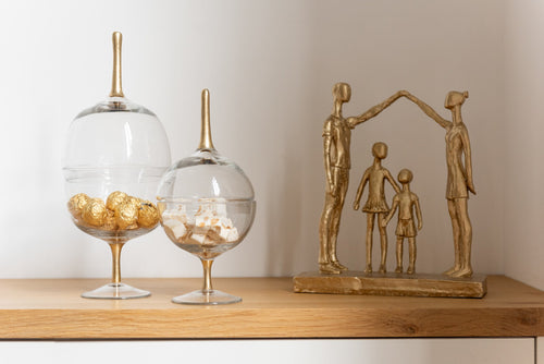 J-Line decoratie Familie spelend - polyresin - goud