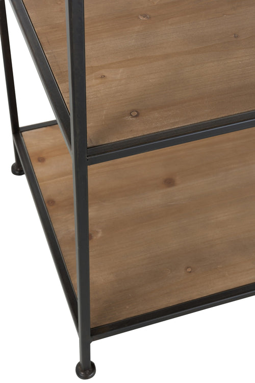 J-Line rek Textiel - metaaal/hout - zwart/naturel