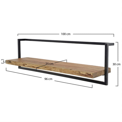Giga Meubel Wandplank Edge - Naturel Acaciahout - 100x25x30cm