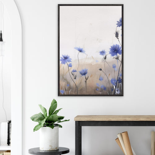 Artfulprints Poster Flower aquarel 3   - A4 21x29.7 cm - Blauw