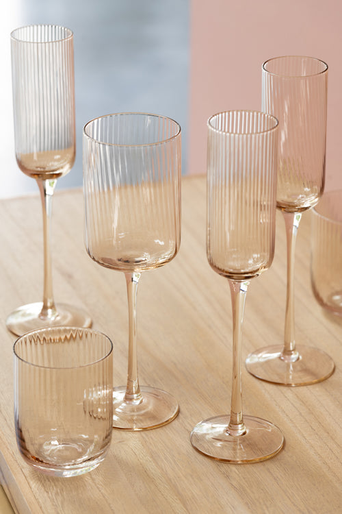 J-Line glas champagne Louise - glas - oranje - 6 stuks - vtwonen shop