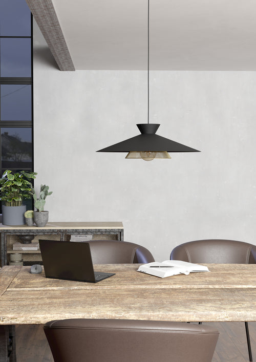 EGLO hanglamp Grizedale - e27 - ø 50 cm - zwart/goud - staal