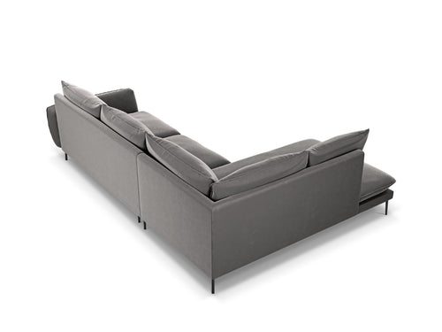 Cosmopolitan Design linker hoekbank Vienna 6-zits, flueel, lichtgrijs - 185x275x95cm
