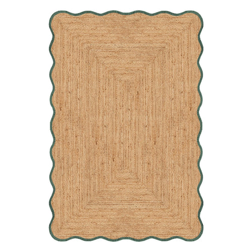 Mrcarpet Jute vloerkleed scallop wafelstructuur naturel/groen 160x230 cm - vtwonen shop