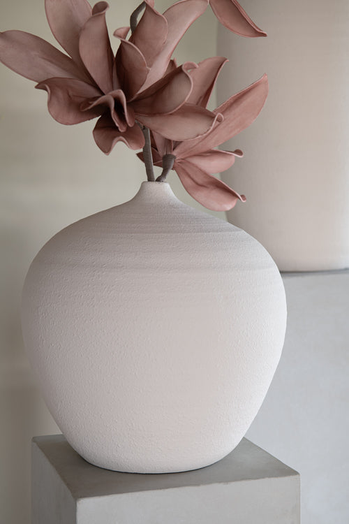 J-Line vaas Fles Cassia - keramiek - wit - Ø 35 cm