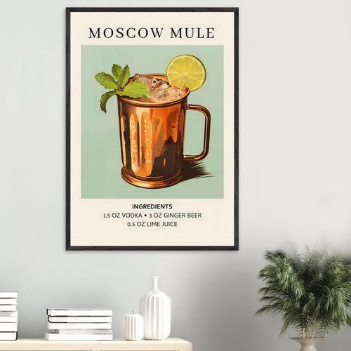 Artfulprints Poster met Lijst Moscow Mule cocktail II - Ingrediënten   - 50x70 cm - Meerkleurig