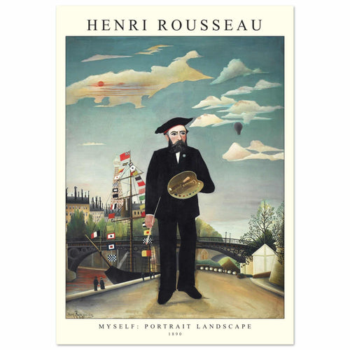 Artfulprints Poster met Lijst Henri Rousseau - Portrait landscape   - 30x40 cm - Blauw