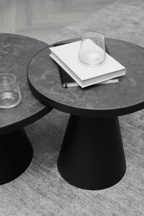 Rebellenclub Salontafel Leeds - Ø85 cm - Zwart Keramiek - vtwonen shop