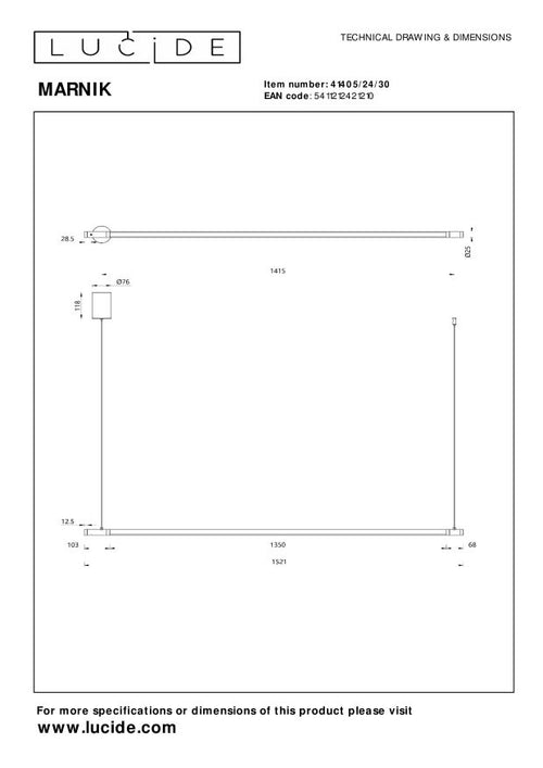 Lucide hanglamp MARNIK - Geïntegreerde LED - Zwart - vtwonen shop