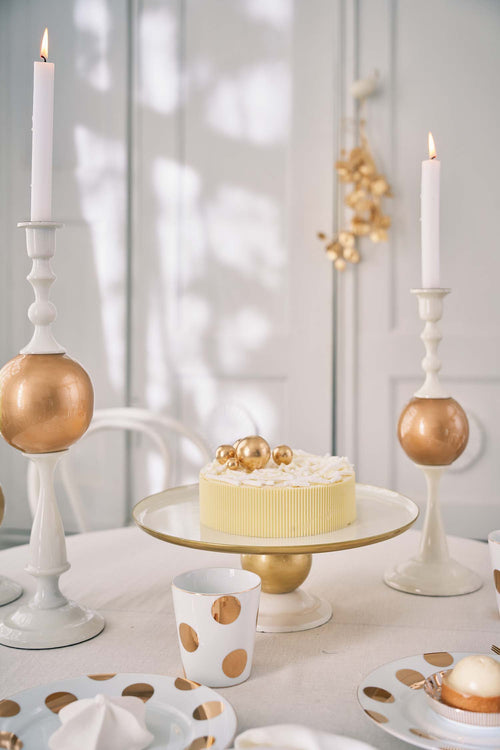 Pip Studio Serveerschaal Rond - Wit/ Goud - 32x12.5cm