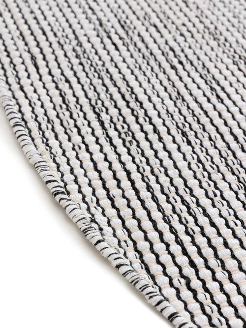 benuta katoenen vloerkleed Ron - beige/zwart - ø 120 cm