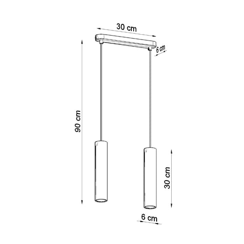 Sollux Lighting Hanglamp LINO 2 hout - 30x6x90cm