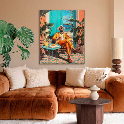 Reinders Mediterrane luxe mixed media -  oranje - woonkamer - 120x100cm
