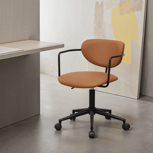 Furnhouse bureaustoel Lido - Cognacbruin - Kunstleer - 57x54x71