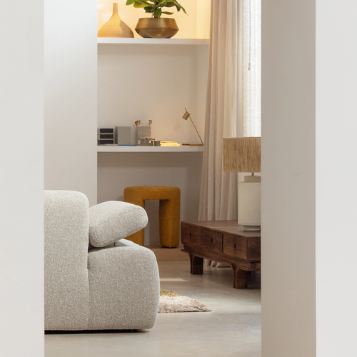 WOOOD chaise longue elementenbank rechts Mojo - Bouclé - Beige
