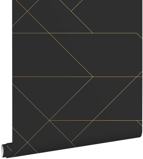 ESTAhome behang grafische lijnen zwart en goud - 0,53 x 10,05 m - 139144 - vtwonen shop