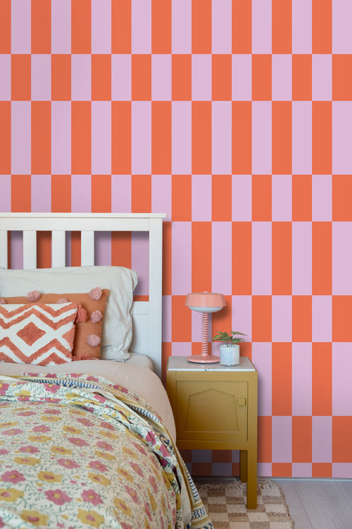 ESTAhome behang streep lila paars en koraal rood - 50 x 900 cm - 130920 - vtwonen shop