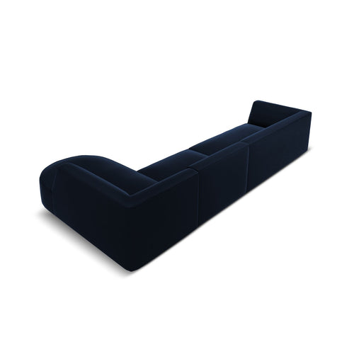 Cosmopolitan Design - Modulaire hoekbank rechts Siena 5-zits, flueel koningsblauw - 180x366x69cm