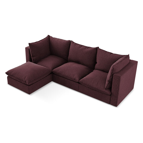 LaMiaSofa hoekbank links Ravenna - velours - bourgondië - 255x165x77