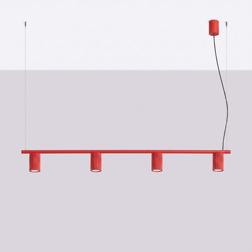 Sollux Lighting Kroonluchter KARBON 4 rood - 122x6,5x212cm