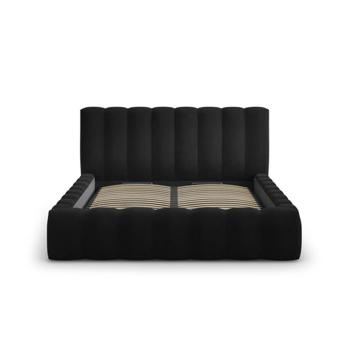 Cosmopolitan Design - Opbergbed met hoofdeinde Palma 200x180cm flueel zwart - 230x205x94cm