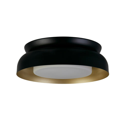 Searchlight Kendal 2-lichts plafondlamp, zwart en goudkleurig metaal met matte diffuser