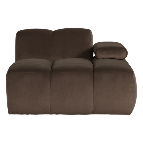 WOOOD chaise longue bank rechts Mojo - Velvet - Bruin - 74x124x162