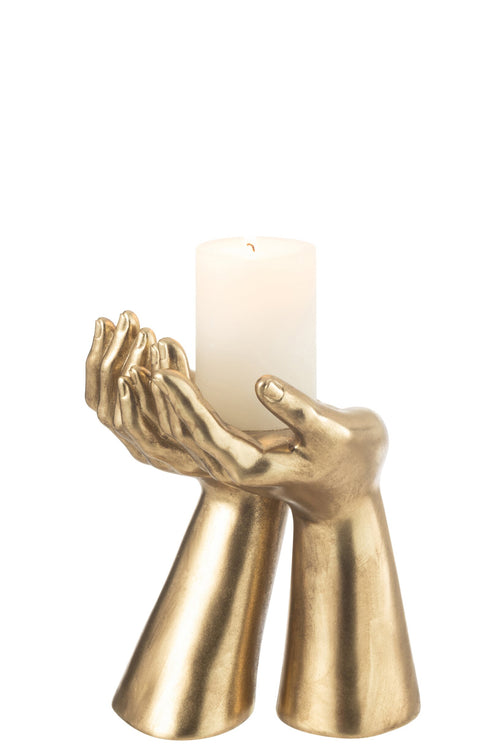 J-Line kandelaar Handen - polyresin - goud