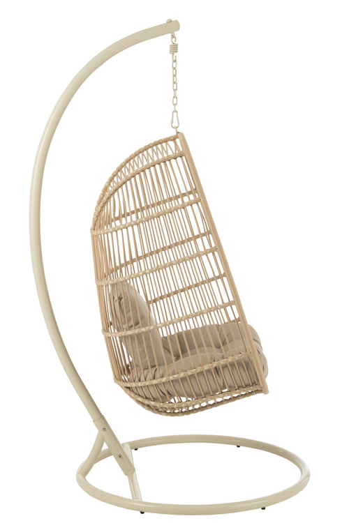 J-Line hangstoel Egga - metaal/koord - beige