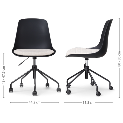Nolon Nout-Liv Bureaustoel Zwart - Beige Kussen - Zwart Onderstel - vtwonen shop