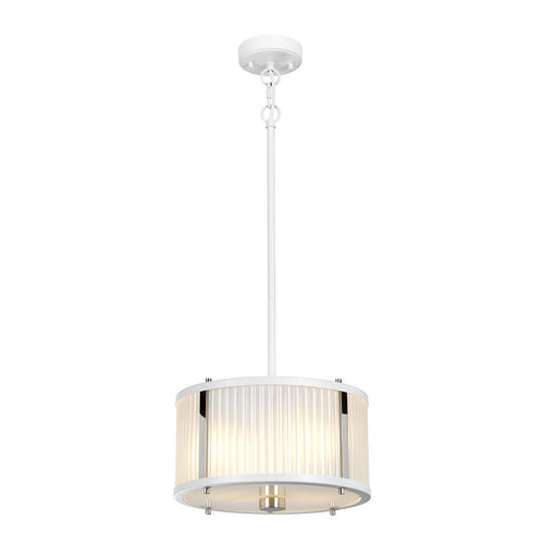 Corona cilindrische hanglamp met 2 lampen, wit gepolijst nikkel, mat glas