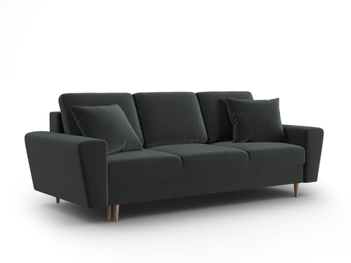 Cosmopolitan Design Slaapbank met opbergdoos Kyoto 3-zits, flueel donkergrijs - 100x235x88cm