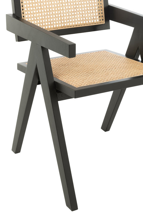 J-Line stoel Rooster - essenhout/rotan - zwart