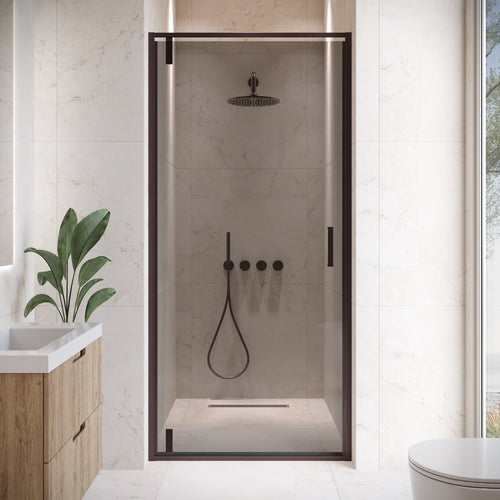 Badplaats Douchedeur Seattle 90 x 190 cm – Zwart Rookglas – Douchewand 6 mm Veiligheidsglas