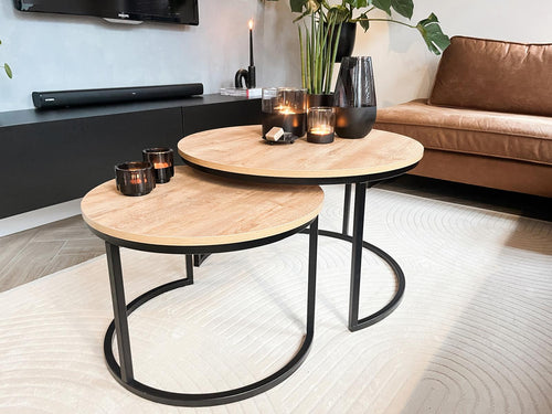 MaximaVida ronde set tafelbladen Kiev eiken fineer - 58 cm en 45 cm - vtwonen shop