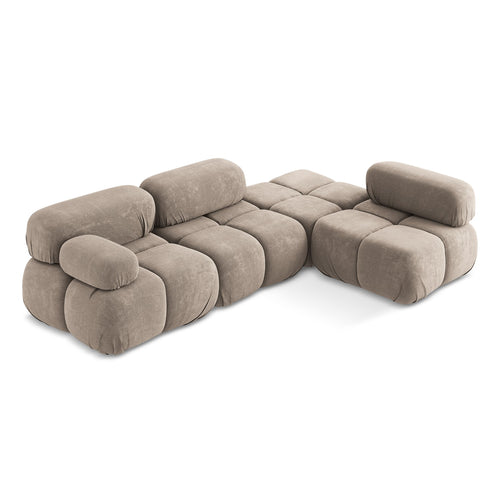 LaMiaSofa hoekbank rechts Sanremo - chenille stof - donkerbeige - 285x190x70