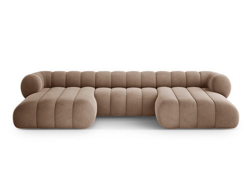 Cosmopolitan Design Panoramische bank Koge 6-zits, flueel donkerbeige - 165x348x70cm