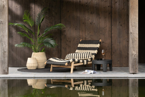 J-Line tafel Rond - hout - zwart - set van 2