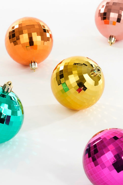 Mica Decorations Bal onbreekbaar goud groen roze oranje fuchsia 30 stuks - d8cm