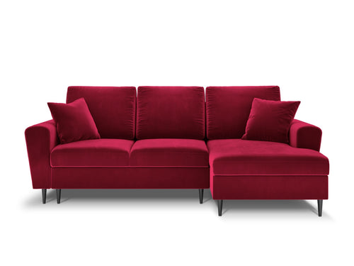Cosmopolitan Design Converteerbare hoekbank rechts met opbergdoos Kyoto 4-zits, flueel, rood - 145x241x88cm