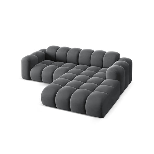Cosmopolitan Design - Rechter hoekbank Treno 3-zits, flueel grijs - 184x240x70cm