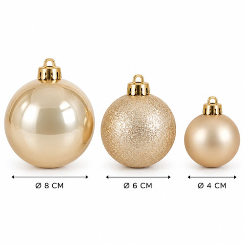 Mica Decorations Bal Onbreekbaar Creme 46 Stuks - Kerstballenset van Kunststof - Diameter 8 cm per Bal - Onbreekbaar en Veilig voor Kinderen en