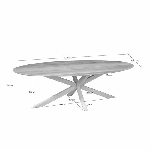 Starfurn Eettafel Ferris - Ovaal Zand/Eikenhout - 210x100x76cm