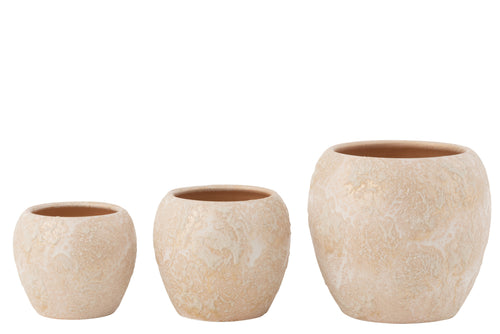 J-Line bloempot Round Terra - roze/goud - large -  Ø 24 cm